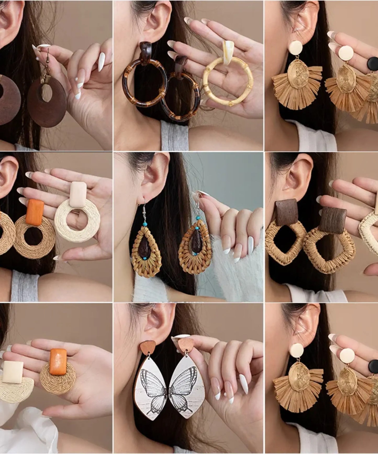Boucles d'oreilles en bois Aurore Onyx goutte dorée