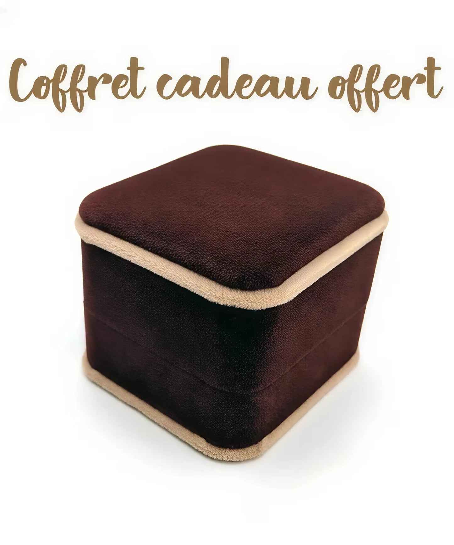 Coffret cadeau luxueux en tissu doux, inclus avec l’achat d’une bague.