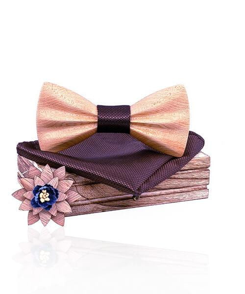 COFFRET NOEUD PAPILLON BOIS <BR> Cannelier bordeaux - Bois Eden