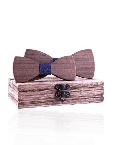 COFFRET NOEUD PAPILLON BOIS <BR> Caryer bleu - Bois Eden