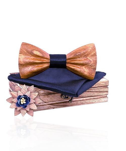 COFFRET NOEUD PAPILLON BOIS <BR> Charme bleu foncé - Bois Eden