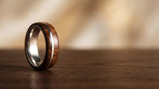 Bague bois et argent alliance artisanale, contraste bois et sterling silver