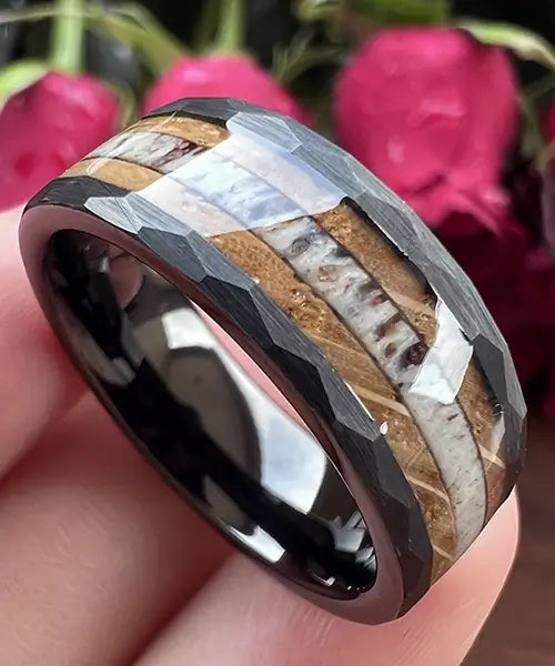 bague bois de cerf noir
