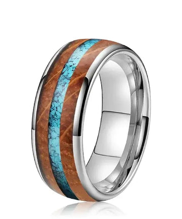 Bague en bois Essence du Pacifique argenté