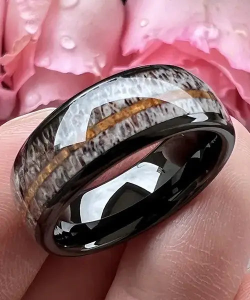 Bague Elior Kovo bois de cerf noir profond