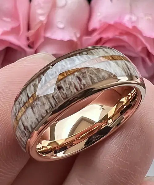 Bague Elior Kovo bois de cerf et rose clair
