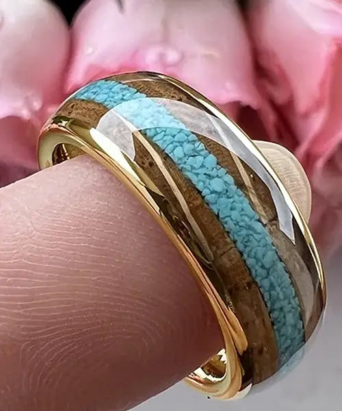 Bague bois or - Essence du Pacifique raffinée