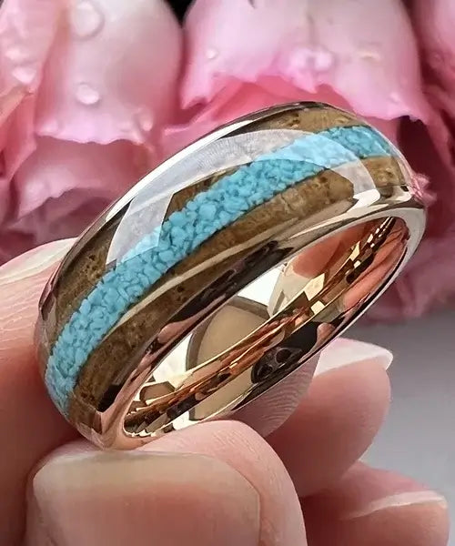 Essence du Pacifique rose - Bague élégante en bois naturel