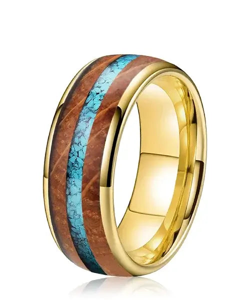 Bague bois or - Essence du Pacifique raffinée