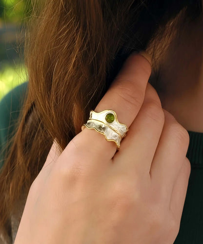 BAGUE FEUILLE ARGENT Éclasia Tourmaline verte