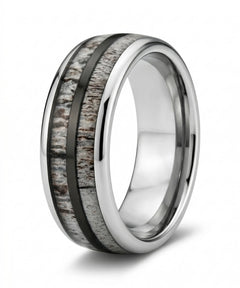 Alliance en bois Dornak argent 6 mm sur fond blanc, photo e-commerce produit