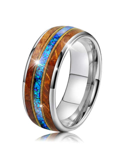 Alliance en bois Ark Nomad Opale argent sur fond blanc, photo e-commerce produit