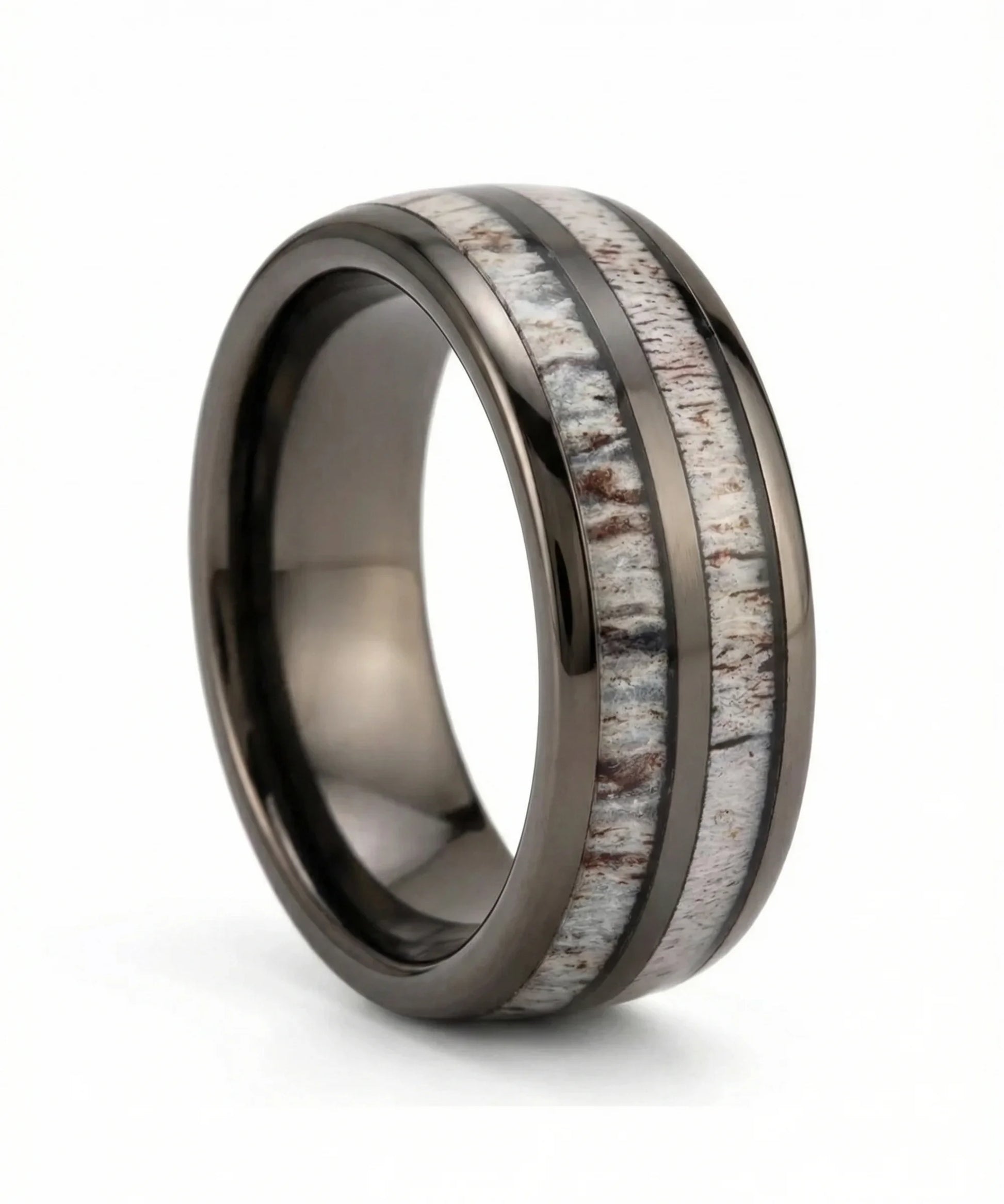 Alliance en bois Dornak argent 8 mm sur fond blanc, photo e-commerce produit