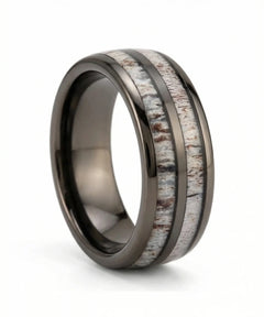 Alliance en bois Dornak argent 8 mm sur fond blanc, photo e-commerce produit