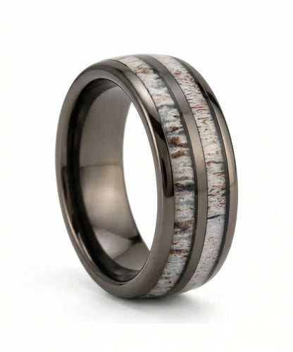 Alliance en bois Dornak argent 8 mm sur fond blanc, photo e-commerce produit