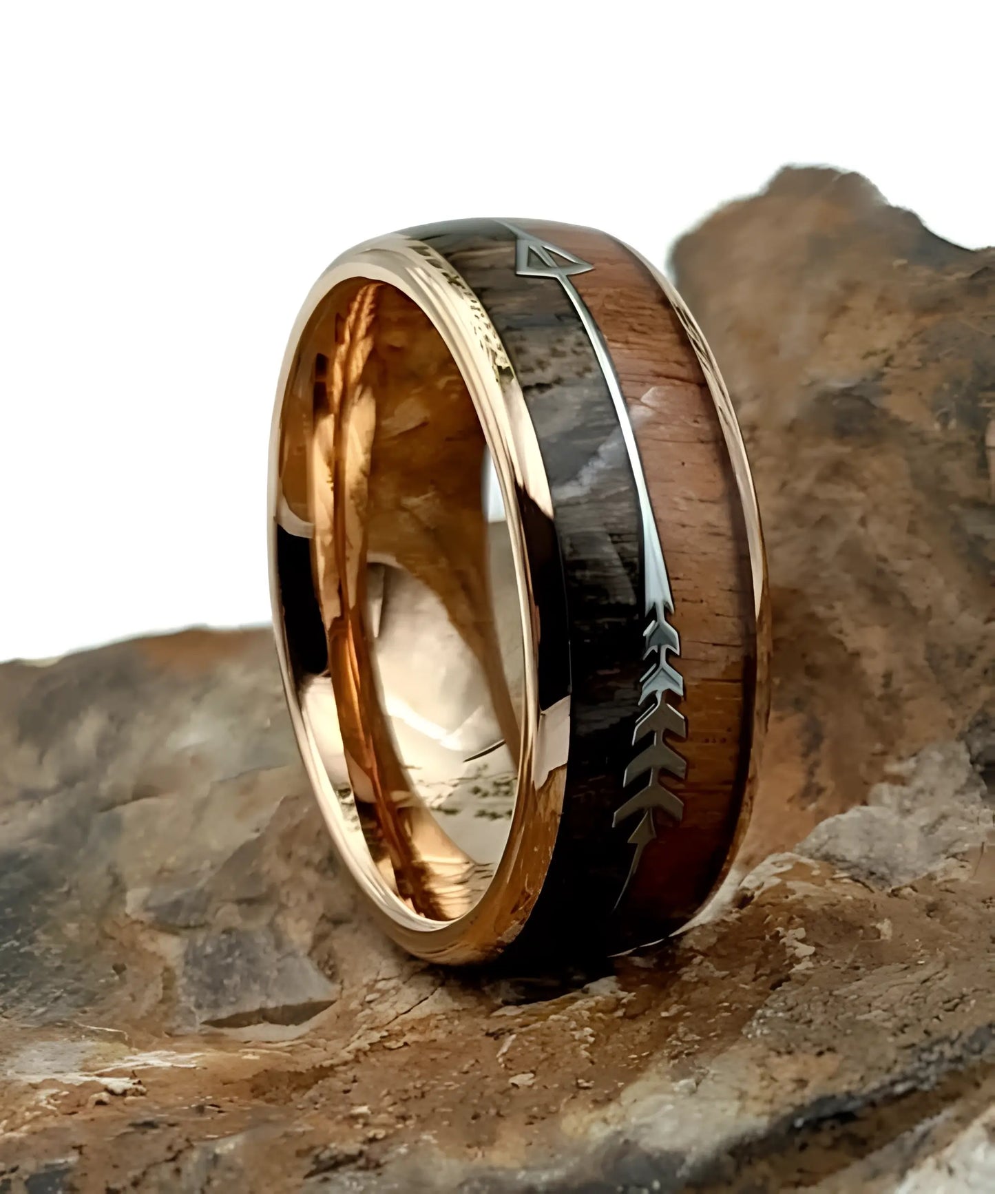 Bague Flèche de Cupidon Rose Passion sur pierre naturelle