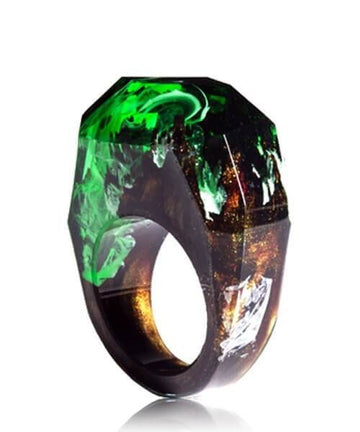BAGUE RÉSINE Origine tempête verte