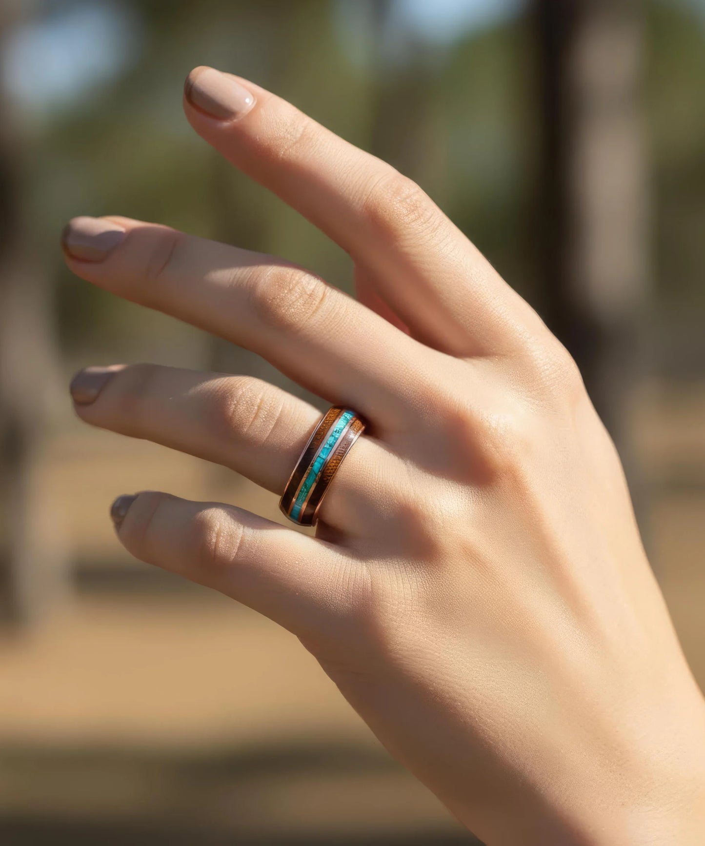 Bague en bois et or rose ark - Bois Eden