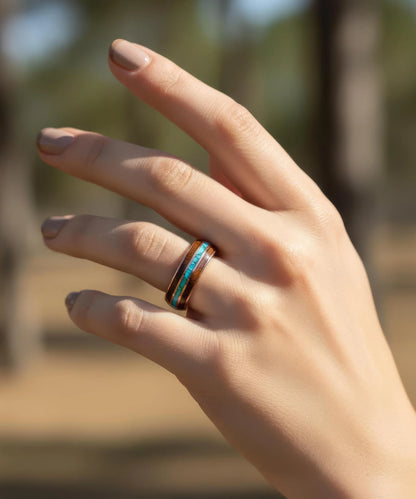 Bague en bois et or rose ark - Bois Eden