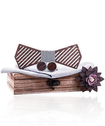 COFFRET NOEUD PAPILLON BOIS Abelia gris