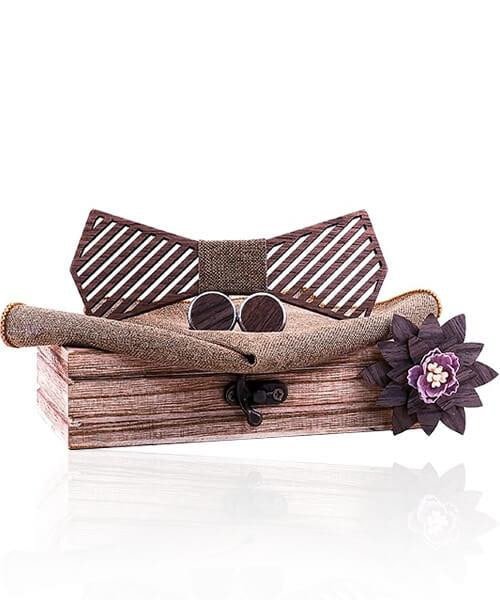 COFFRET NOEUD PAPILLON BOIS Abelia marron - Bois Eden