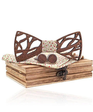 COFFRET NOEUD PAPILLON BOIS Aito fleuri