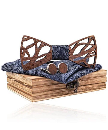 COFFRET NOEUD PAPILLON BOIS Aito gris