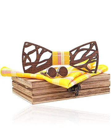 COFFRET NOEUD PAPILLON BOIS Aito jaune