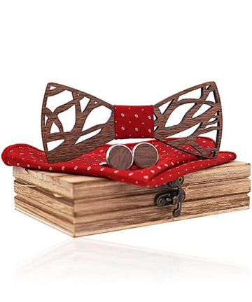 COFFRET NOEUD PAPILLON BOIS Aito rouge