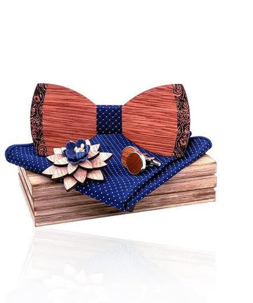 COFFRET NOEUD PAPILLON BOIS Arbousier bleu