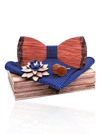 COFFRET NOEUD PAPILLON BOIS Arbousier bleu royal