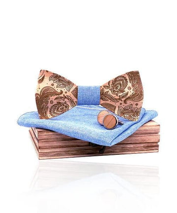 COFFRET NOEUD PAPILLON BOIS Borgia bleu clair