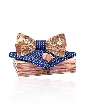 COFFRET NOEUD PAPILLON BOIS Borgia bleu duc