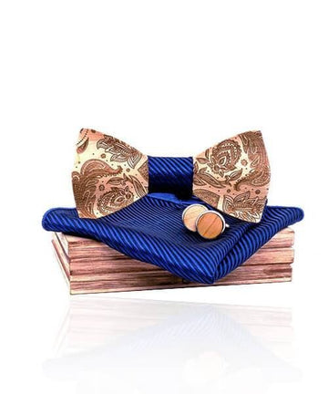 COFFRET NOEUD PAPILLON BOIS Borgia bleu foncé