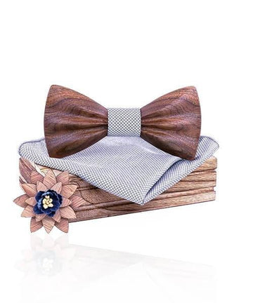 COFFRET NOEUD PAPILLON BOIS Caféier bleu clair