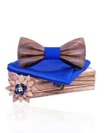 COFFRET NOEUD PAPILLON BOIS Caféier bleu royal