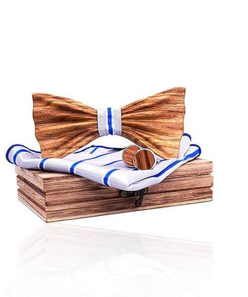 COFFRET NOEUD PAPILLON BOIS Camélia blanc