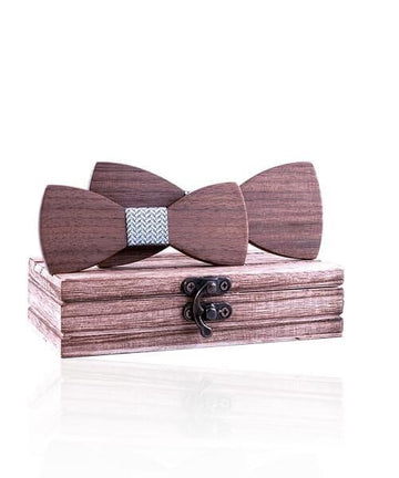 COFFRET NOEUD PAPILLON BOIS Caryer gris royal