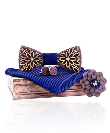 COFFRET NOEUD PAPILLON BOIS Fleur D'or