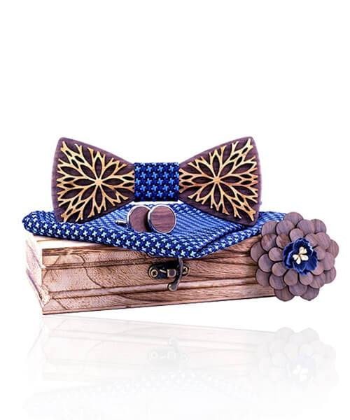 COFFRET NOEUD PAPILLON BOIS Fleur D'or émirat - Bois Eden