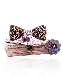 COFFRET NOEUD PAPILLON BOIS Fleur D'or fleuri - Bois Eden