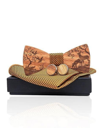 COFFRET NOEUD PAPILLON BOIS Forêt jaune royal