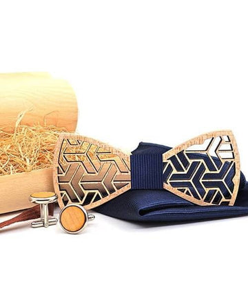 COFFRET NOEUD PAPILLON BOIS Fragon bleu