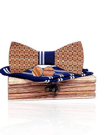 COFFRET NOEUD PAPILLON BOIS Frêne bleu à bande