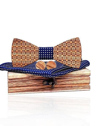 COFFRET NOEUD PAPILLON BOIS Frêne bleu royal