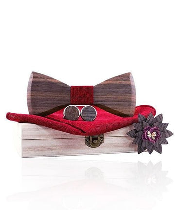 COFFRET NOEUD PAPILLON BOIS Giroflier rouge