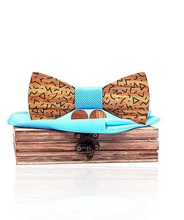 COFFRET NOEUD PAPILLON BOIS Gum bleu clair