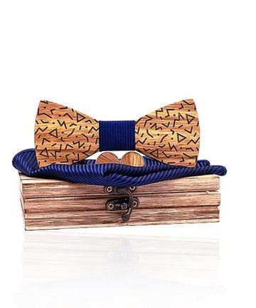 COFFRET NOEUD PAPILLON BOIS Gum bleu foncé