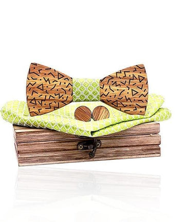 COFFRET NOEUD PAPILLON BOIS Gum vert royal