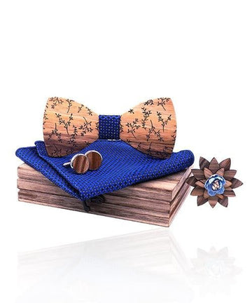 COFFRET NOEUD PAPILLON BOIS Halesia bleu foncé